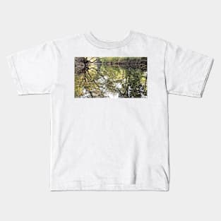 Beautiful Natural Fall Foliage Reflections of Nature on Water at Indian Creek Kids T-Shirt